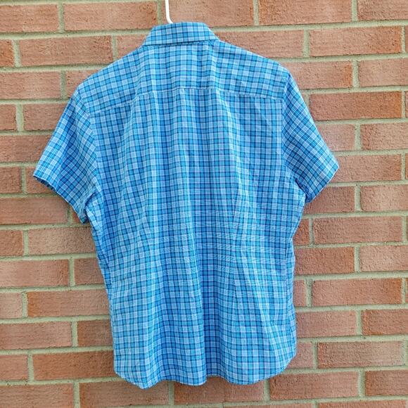 Prada Men's Plaid Checkered Button Down Short Sleevw Casual Shirt size 42 Medium - Picture 5 of 7
